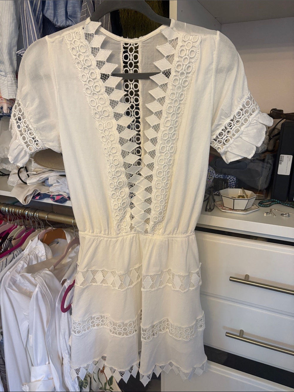 Peixoto White Lace Romper Coverup